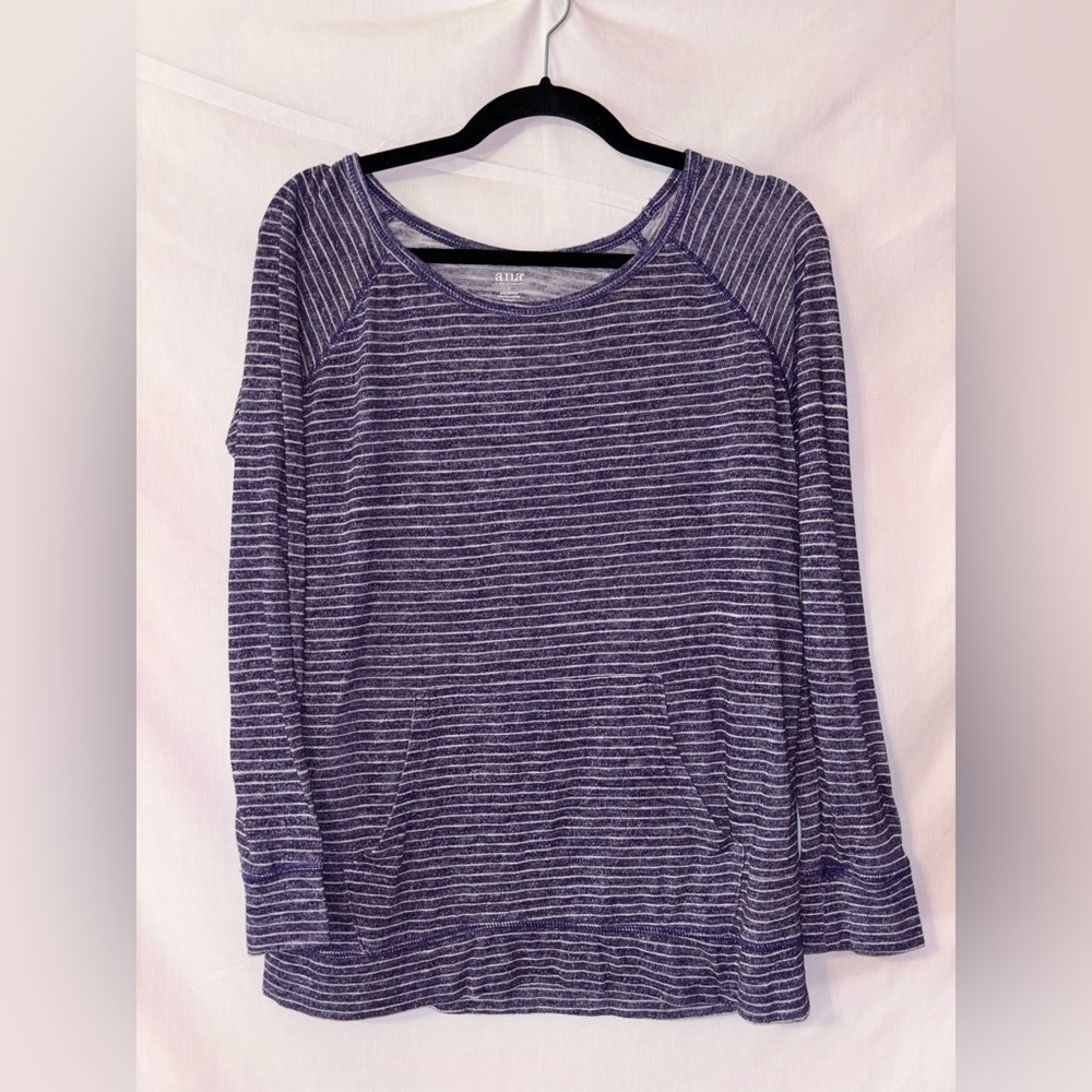 a.n.a Women's Purple Striped Sweatshirt